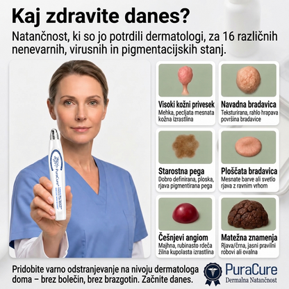 PuraCure®👩‍⚕️ 👩‍⚕️👩‍⚕️Rezultati so vidni že v 7 dneh! Valjček za odstranjevanje bradavic in drugih kožnih težav | Neboleče in minimalno razmaže.