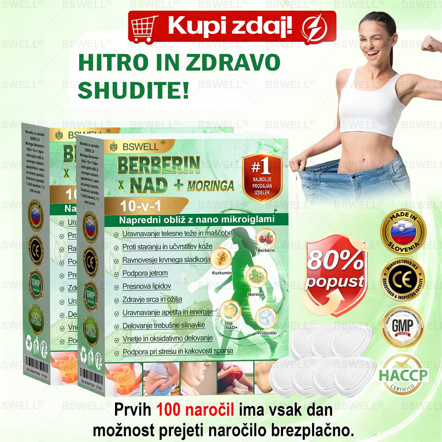 🎁 Na voljo je samo še 5 škatel! Zagotovite si dodatnih 50 % popusta.  Ohranite zdravo in uravnoteženo postavo 💚  Če zamudite zdaj, takšne priložnosti prihodnje leto morda ne bo več.